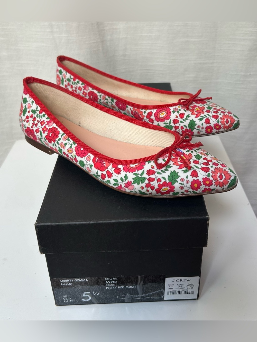J.Crew Gemma Ballet Flats in Floral Cloth - White with Red - Picture 10 of 10